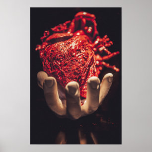 "Herz in Hand drucken", "Poster Paper (Matte)frame Poster