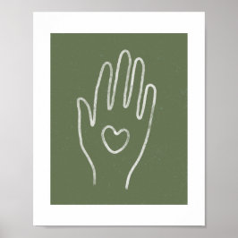 Herz in Hand Dusty Green Art Print Poster
