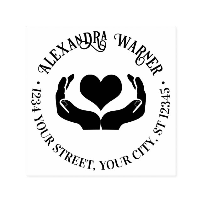Herz in Handname Rücksendeadresse Permastempel (Design)