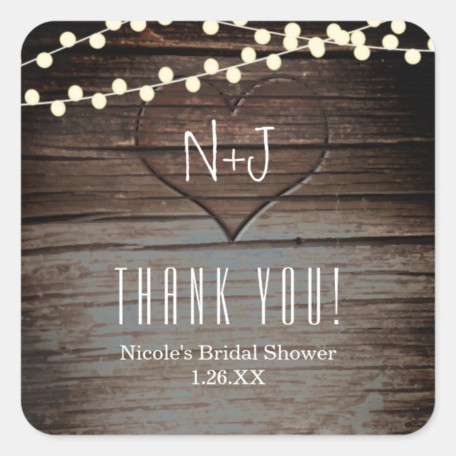 Herz in Holz und Streichellichter Rustikale Gefall Quadratischer Aufkleber (Vorderseite)