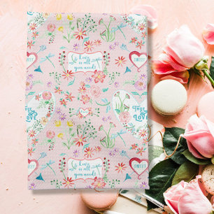 Herz in Liebe Floral Dragonfly Valentinstag Geschirrtuch