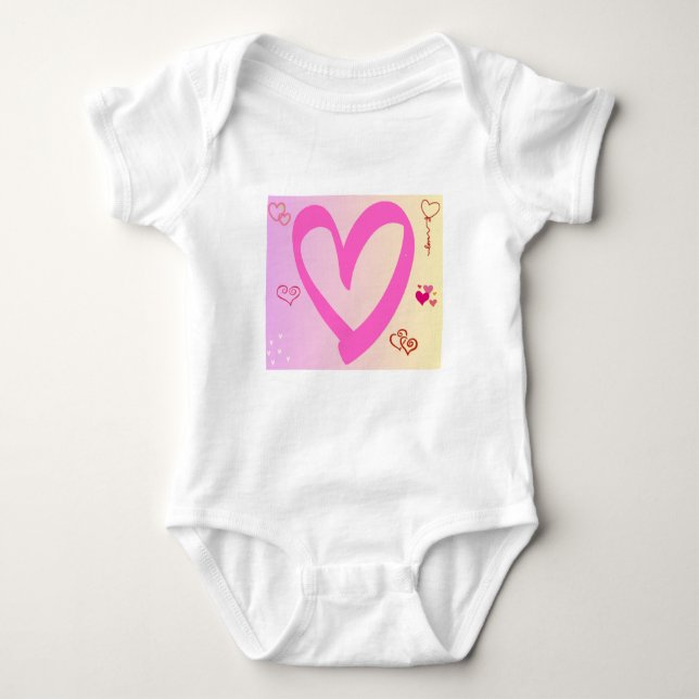 Herz in rosa Farbe Baby Strampler (Vorderseite)