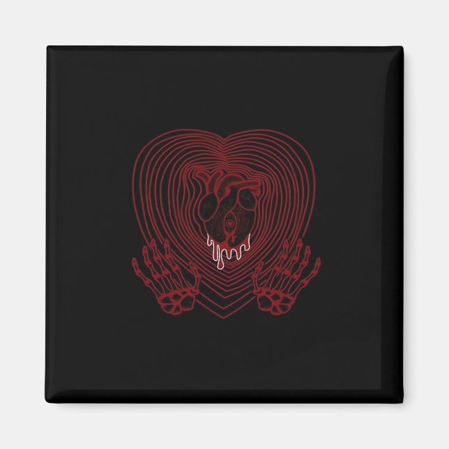 Herz in Rot weinen - Skeletthörnchen Magnet (Vorne)