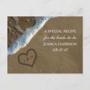 Herz in Sand Beach Brautparty Recipe Cards Einladungspostkarte