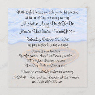 Herz in Sand Beach Hochzeit mit UAWG Einladung