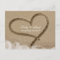 Herz in Sand Beach Tropical Wedding Datum Postkart