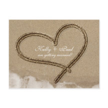Herz in Sand Beach Tropical Wedding Datum Postkart