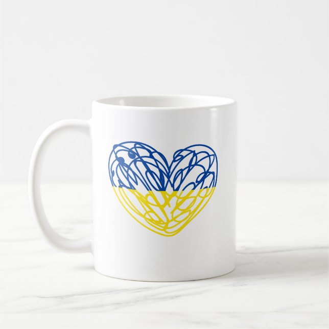 Herz in ukrainischen Flaggenfarben. Ukraine Kaffeetasse (Links)