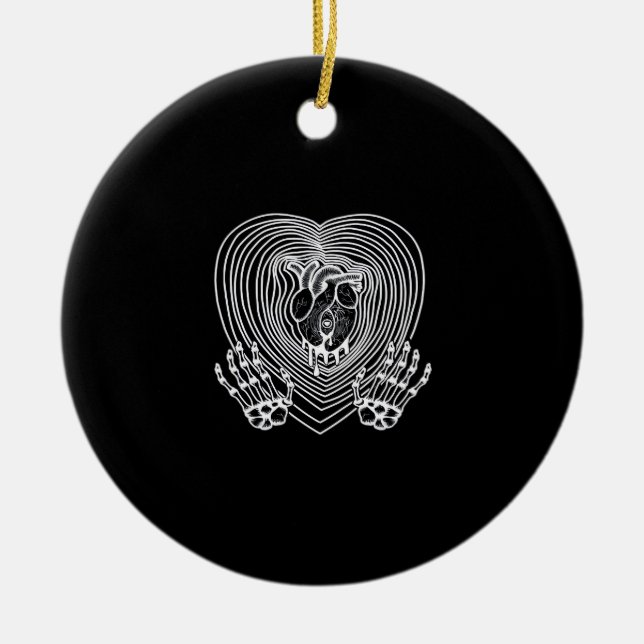 Herz in Weiß weinen - Skeletthörnchen Keramik Ornament (Vorne)