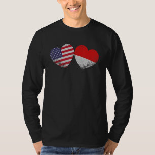 Herz indonesisch American Flag Patriotic Familie E T-Shirt
