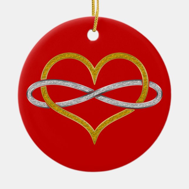 Herz Infinity Gold Silver Keramik Ornament (Vorne)