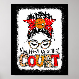 Herz ist auf diesem Basketballplatz Leopard-Basket Poster
