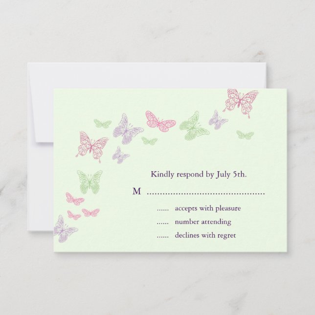 Herz ist ein Flutter UAWG (grün) RSVP Karte (Vorderseite)