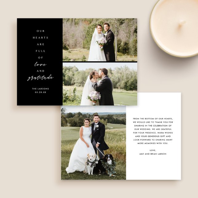 Herz ist voll drei Foto Hochzeit Danke Karte (Von Creator hochgeladen)