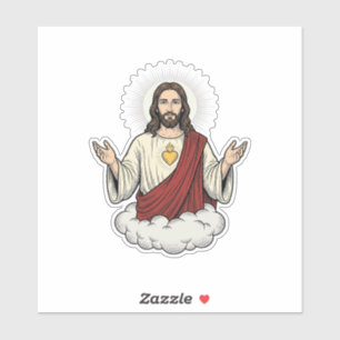 Herz-Jesu-Andachtsmotiv Vintage-Stich-Design_1 Aufkleber