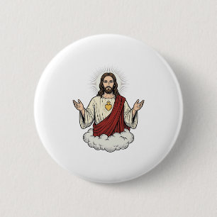 Herz-Jesu-Andachtsmotiv Vintage-Stich-Design_1 Button