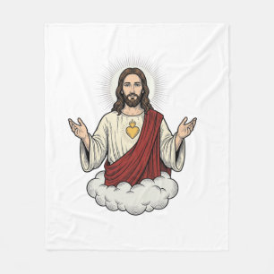 Herz-Jesu-Andachtsmotiv Vintage-Stich-Design_1 Fleecedecke