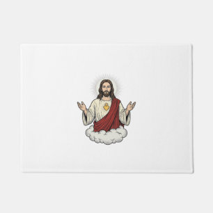 Herz-Jesu-Andachtsmotiv Vintage-Stich-Design_1 Fußmatte