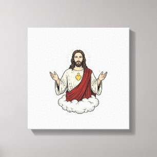 Herz-Jesu-Andachtsmotiv Vintage-Stich-Design_1 Leinwanddruck