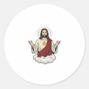 Herz-Jesu-Andachtsmotiv Vintage-Stich-Design_1 Runder Aufkleber