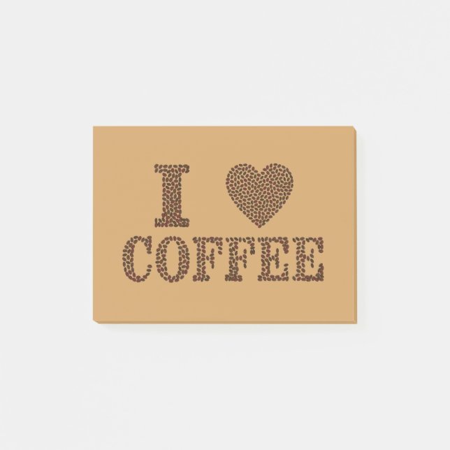 Herz-Kaffeebohnen Post-it Klebezettel (Vorderseite)