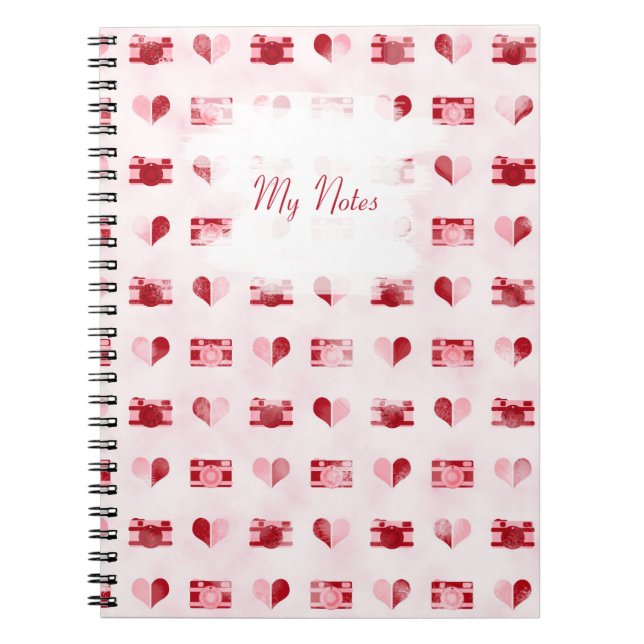 "Herz & Kameras"-Notebook Notizblock (Vorderseite)