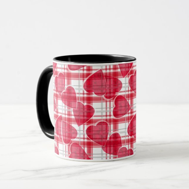 Herz kariert tasse (Vorderseite Links)