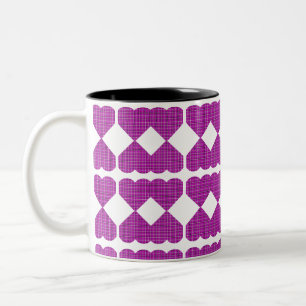 Herz Karo Lila Schwarz Pink Zweifarbige Tasse