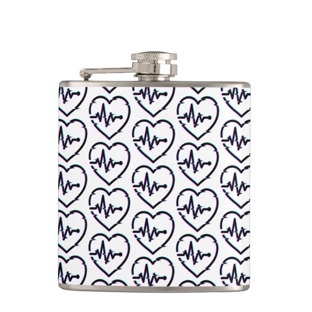 Herz-Karo Vinyl Wrapped Flask Flachmann (Vorderseite)