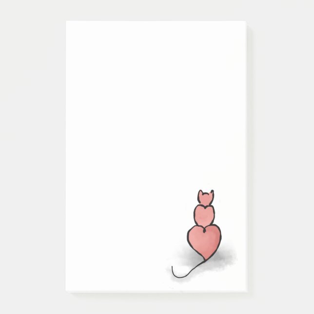 "Herz"-Katze Post-it Klebezettel (Vorderseite)