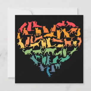Herz Katzen Katze Lover Farbige Haustiere Einladung