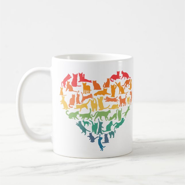 Herz Katzen Katze Lover Farbige Haustiere Kaffeetasse (Links)