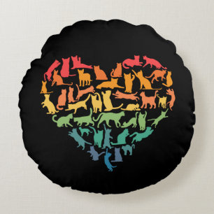 Herz Katzen Katze Lover Farbige Haustiere Rundes Kissen