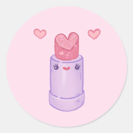 Herz Kawaii Lipstick-Zeichen Runder Aufkleber