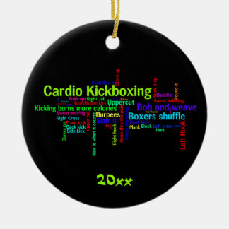Herz Kickboxing Wort-Wolke Keramikornament