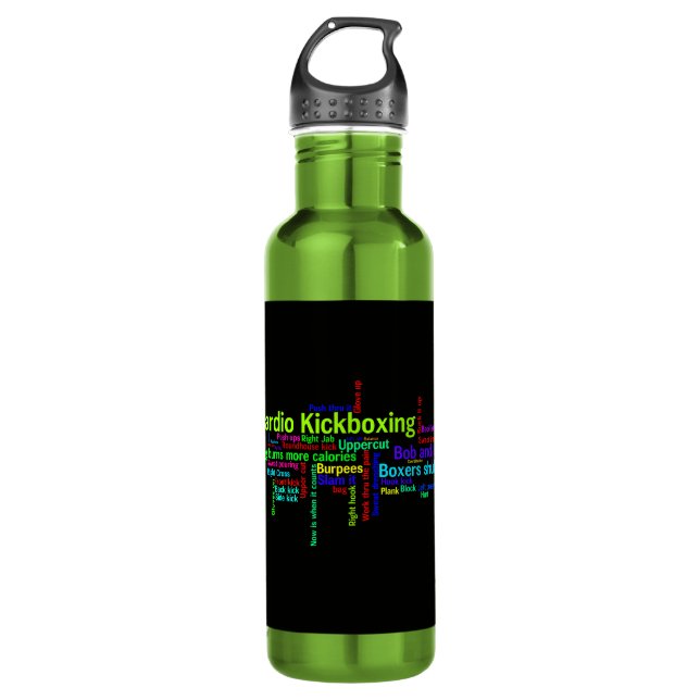 Herz Kickboxing Wort-Wolke Trinkflasche (Vorderseite)