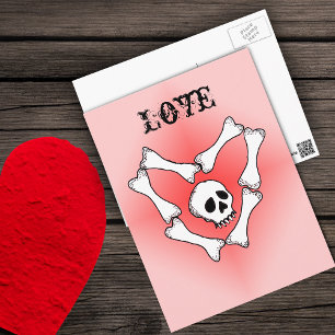 Herz Knochen Liebe Skull PostCard Postkarte