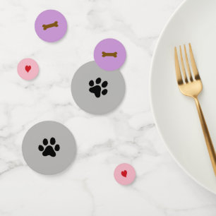 Herz, Knochen und schwarze Paw Print Konfetti