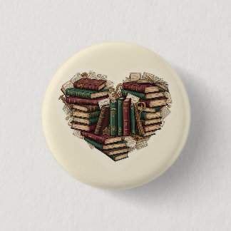 Herz-Knopf 'Buch' | Vintage-Ästhetik-Leser-Pin Button