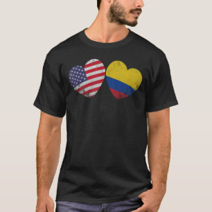 Herz kolumbianische amerikanische Flagge Patriotis T-Shirt