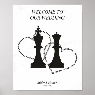 Herz & König & Königin Schach für Hochzeiten Poster