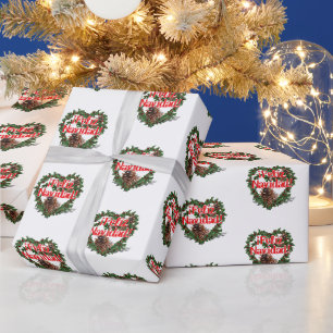 Herz-Kranz (Fröhliche Weihnachten) Weihnachten Geschenkpapier