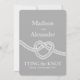 Herz Krawatte die knot Hochzeit grau weiß Einladun Einladung