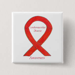 Herz-Kreislauf-Erkrankungen Custom Awareness Ribbo Button
