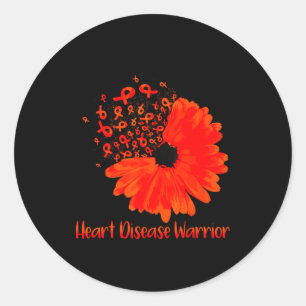 Herz-Krieger-Band-Blume Rotes Herz-Krankheit-Krieg Runder Aufkleber