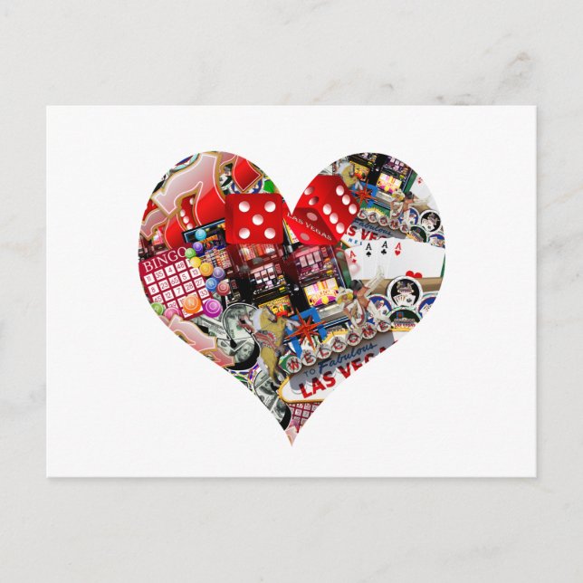 Herz - Las Vegas Spielkartenform Postkarte (Vorderseite)