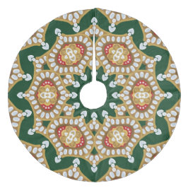 Herz & Lebkuchen Weihnachten | Grün + Rot Fleece Weihnachtsbaumdecke