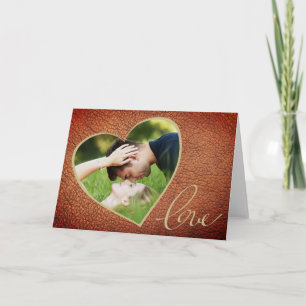 Herz Leder Druck Liebe Valentinstag Foto Feiertagskarte