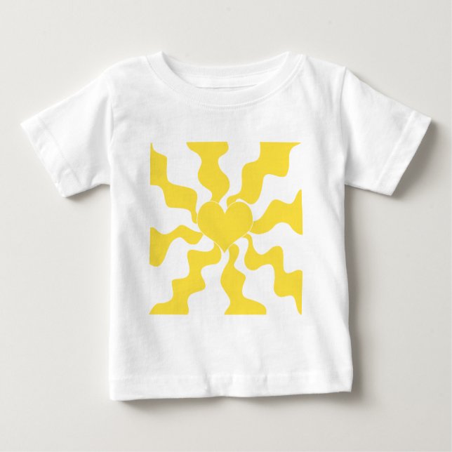 Herz - Lemon Gelb und Weiß Baby T-shirt (Vorderseite)