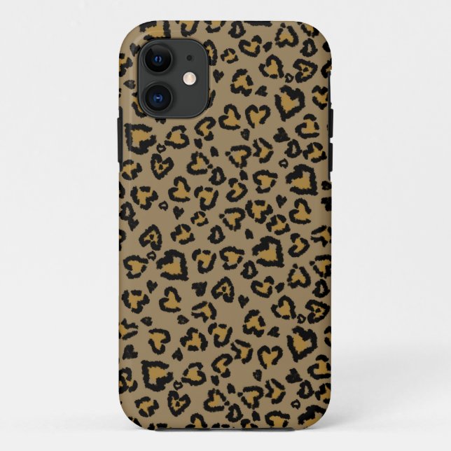 Herz-Leopard Muster in natürlichen Farben Case-Mate iPhone Hülle (Rückseite)